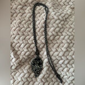 Black Leaf Pendant Necklace - Women Jewelry